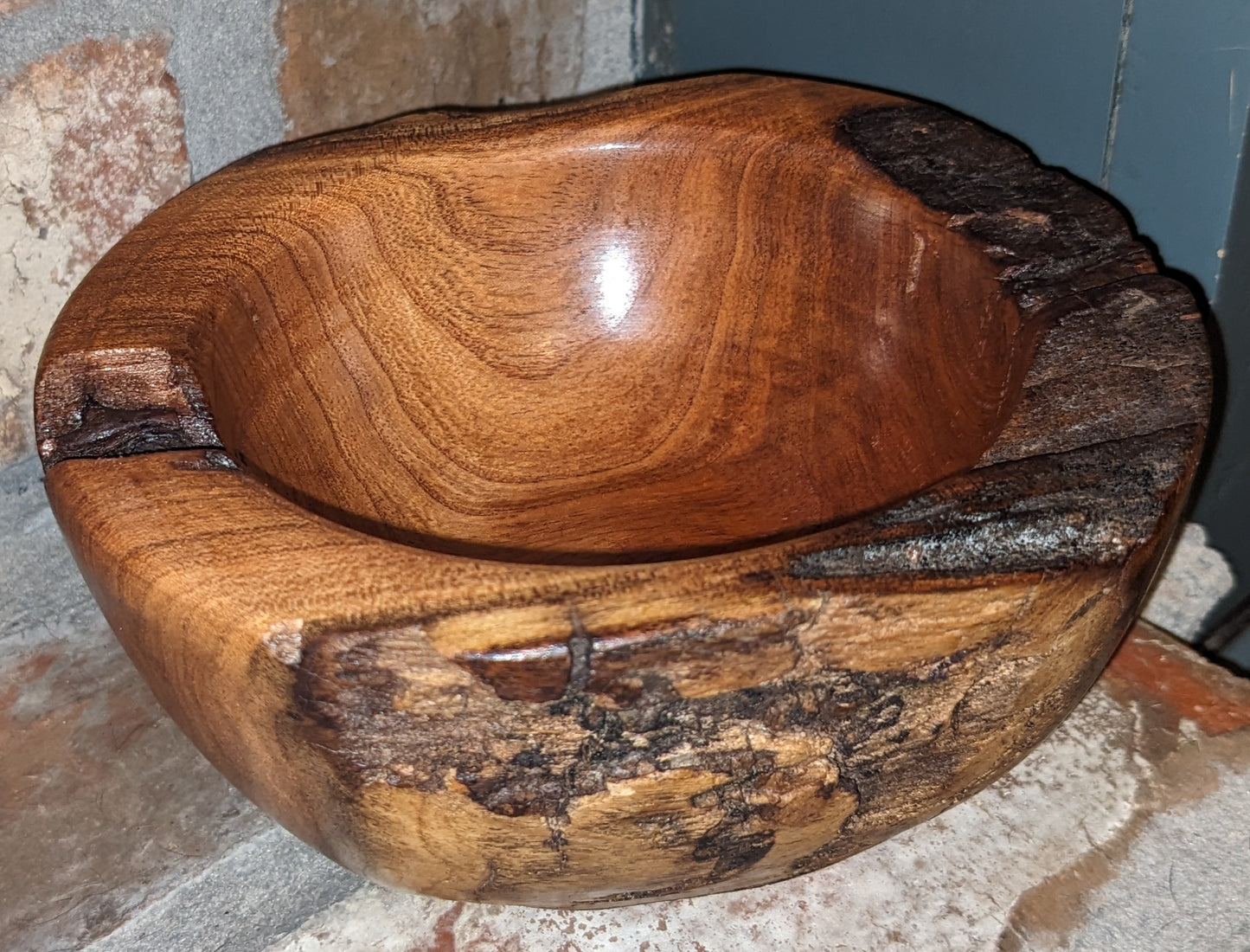 Live Edge Heavy Duty Wood Turned Mesquite Bowl | Food Safe