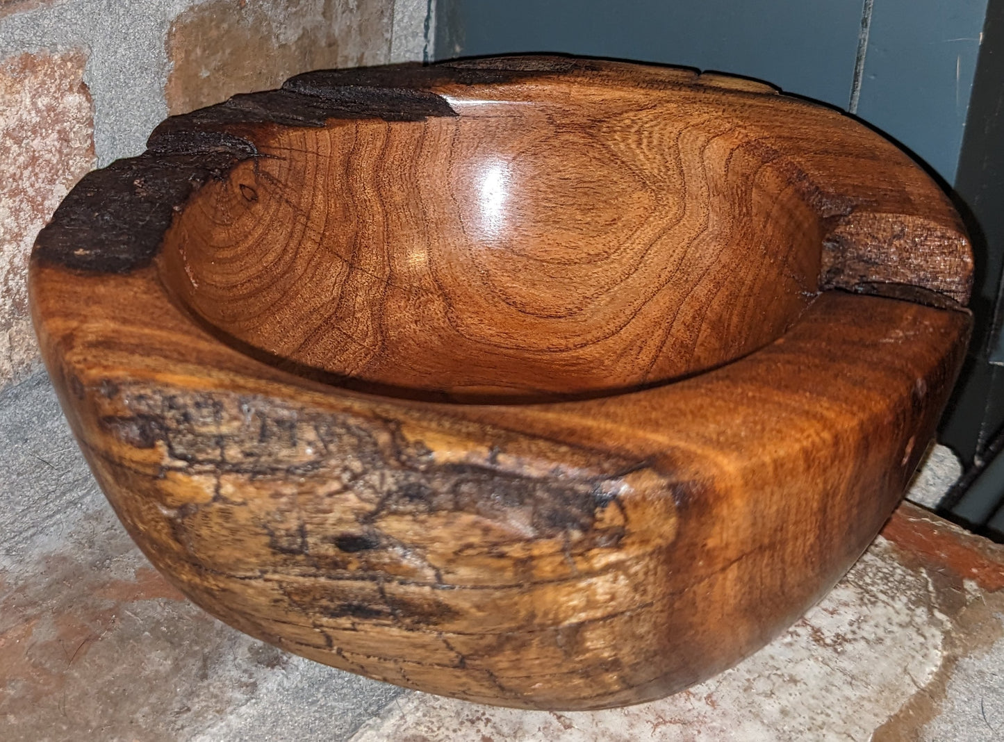 Live Edge Heavy Duty Wood Turned Mesquite Bowl | Food Safe